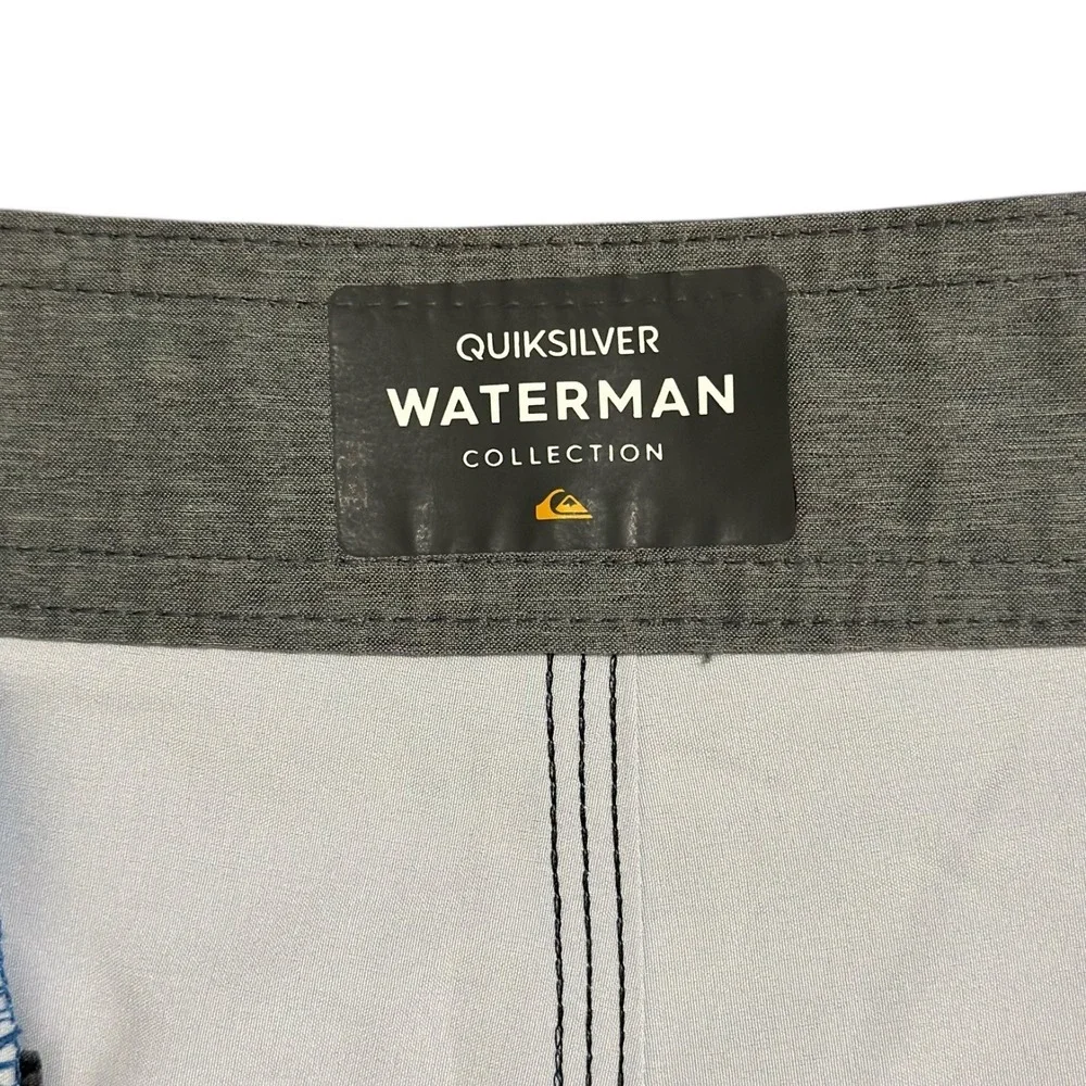 Quiksilver Waterman Board Shorts Liberty Tribal Fish Blue Gray Men's Size 44 NWT